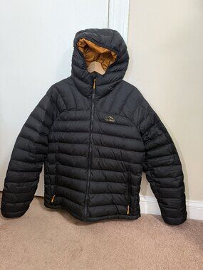L.L. Bean Hooded Puffer Jacket Black 650 Fill Down